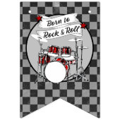 Drum Geboren zu Rock & Roll Drummer Rocker Musiker Wimpelkette (Dritte Fahne)