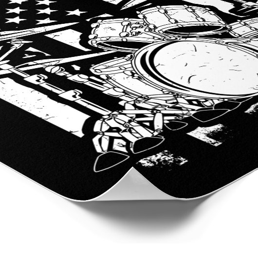Drum Kit American Flag Drummer Musiker Poster (Ecke)