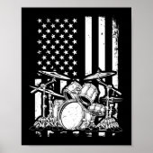 Drum Kit American Flag Drummer Musiker Poster (Vorne)