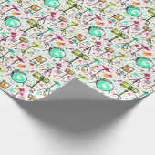 Drum Kit: Das Retro der Wasserfarben-Memphis. Geschenkpapier (Ecke)