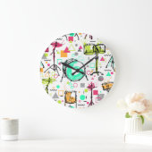 Drum Kit: Das Retro der Wasserfarben-Memphis. Große Wanduhr (Zuhause)