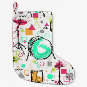 Drum Kit: Das Retro der Wasserfarben-Memphis. Kleiner Weihnachtsstrumpf (Vorderseite)