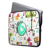 Drum Kit: Das Retro der Wasserfarben-Memphis. Laptopschutzhülle (Vorderseite Links)