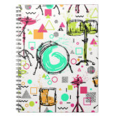 Drum Kit: Das Retro der Wasserfarben-Memphis. Notizblock (Vorderseite)