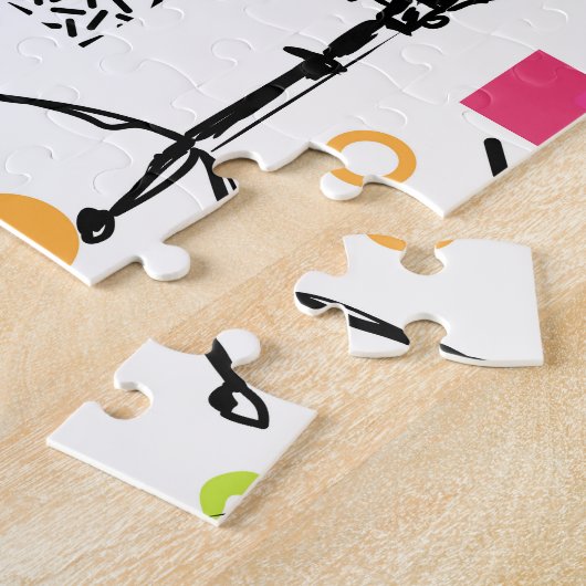 Drum Kit: Das Retro der Wasserfarben-Memphis. Puzzle (Seite)