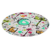 Drum Kit: Das Retro der Wasserfarben-Memphis. Schneidebrett (Ecke)