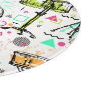 Drum Kit: Das Retro der Wasserfarben-Memphis. Schneidebrett (Ecke)