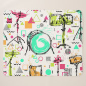 Drum Kit: Das Retro der Wasserfarben-Memphis. Sherpadecke (Vorderseite (Horizontal))
