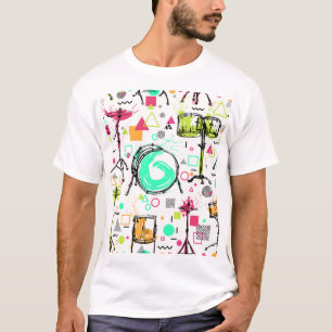 Drum Kit: Das Retro der Wasserfarben-Memphis. T-Shirt