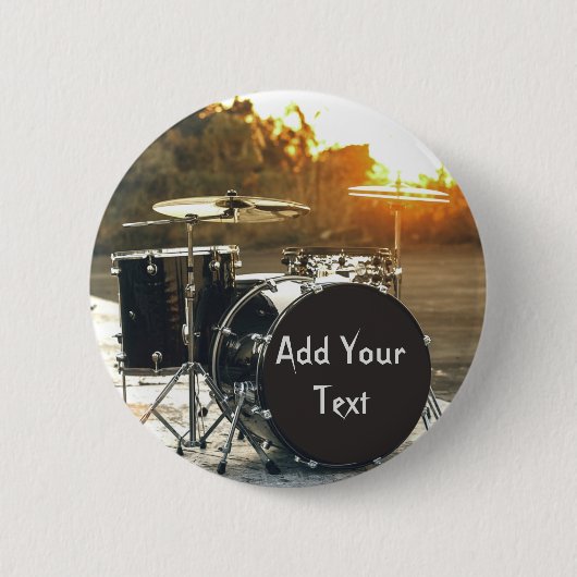 Drum Kit Drummer Rock personalisieren Button (Vorderseite)