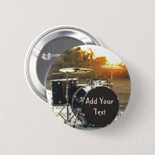 Drum Kit Drummer Rock personalisieren Button (Vorne & Hinten)