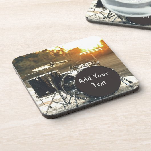 Drum Kit Drummer Rock personalisieren Getränkeuntersetzer (Linke Seite)