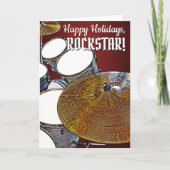 Drum Kit Drummer Weihnachtskarte Musiker Rockstar Karte (Vorderseite)