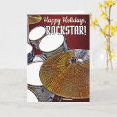 Drum Kit Drummer Weihnachtskarte Musiker Rockstar Karte (Gelbe Blume)