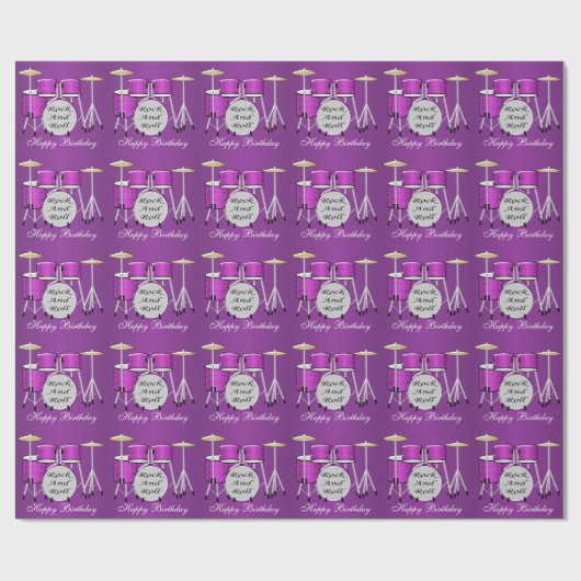 Drum Kit Geburtstag Geschenkpapier (Flach)