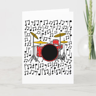 Drum Kit Musical Notes Schlagzeug Lehrer Musiker Feiertagskarte