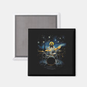 Drum Kit Percussionist Drummer Van Gogh Jesus Play Magnet (Vorderseite/Rückseite)