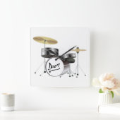 Drum Kit Quadratische Wanduhr (Zuhause)