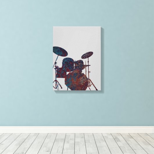 Drum Kit Silhouette Leinwand Drummer Musik (Insitu (Holzboden))