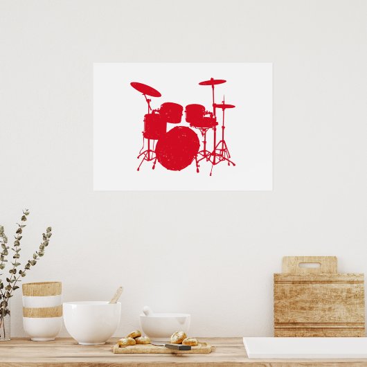 Drum Kit-Silhouette Poster (Küche)
