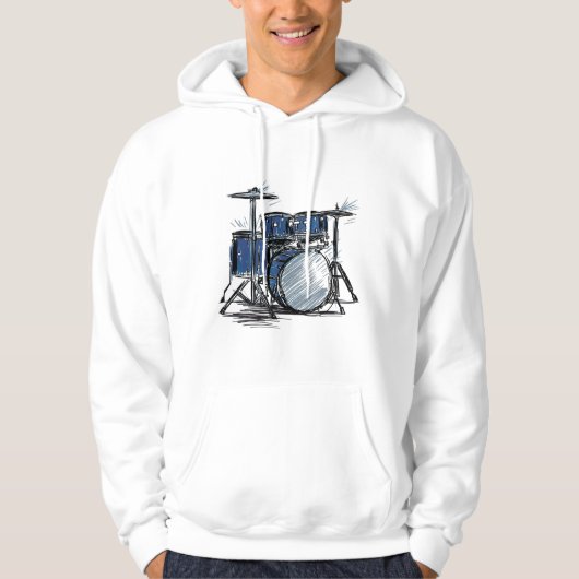 Drum Kit Sketch Music Hoodie (Vorderseite)