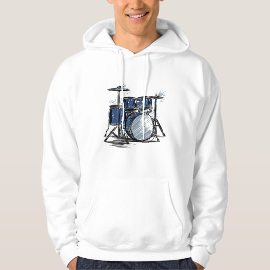 Drum Kit Sketch Music Hoodie (Vorderseite)