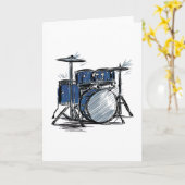 Drum Kit Sketch Music Karte (Gelbe Blume)