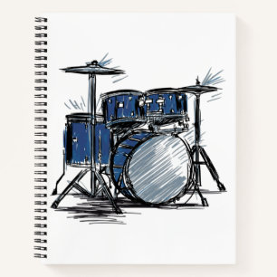 Drum Kit Sketch Music Notizblock