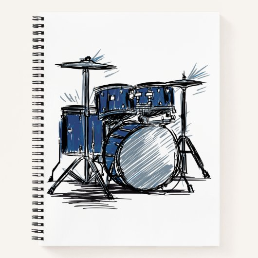 Drum Kit Sketch Music Notizblock (Vorderseite)