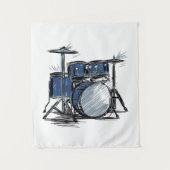 Drum Kit Sketch Music Wandteppich (Vorderseite)