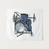 Drum Kit Sketch Music Wandteppich (Vorderseite (Horizontal))