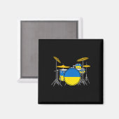 Drum Kit Ukrainian Flag Ukraine Drummer Musician  Magnet (Vorderseite/Rückseite)