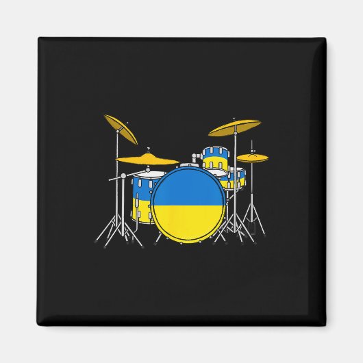 Drum Kit Ukrainian Flag Ukraine Drummer Musician Magnet (Vorne)