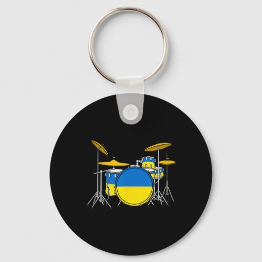 Drum Kit Ukrainian Flag Ukraine Drummer Musician Schlüsselanhänger (Vorderseite)