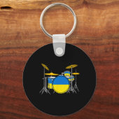 Drum Kit Ukrainian Flag Ukraine Drummer Musician  Schlüsselanhänger (Vorderseite)