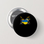 Drum Kit ukrainischer Flag Drummer Musiker Sticker Button (Vorne & Hinten)