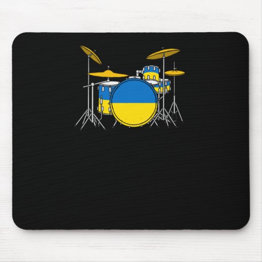Drum Kit ukrainischer Flag Drummer Musiker Sticker Mousepad (Vorne)