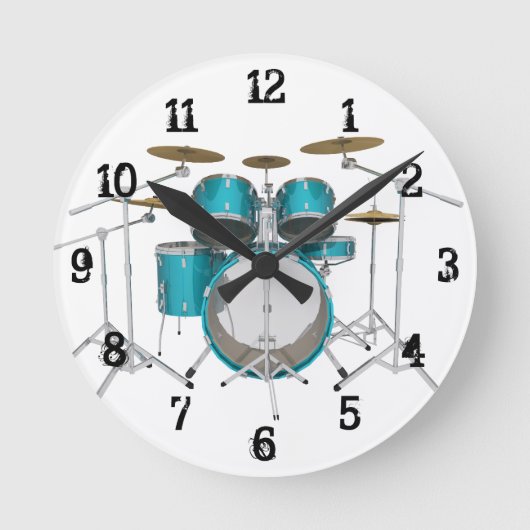 Drum Kit: Wall Clock Runde Wanduhr (Vorderseite)