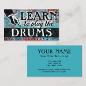 Drum Lessons Business Cards - Blue Red Visitenkarte (Vorne/Hinten)
