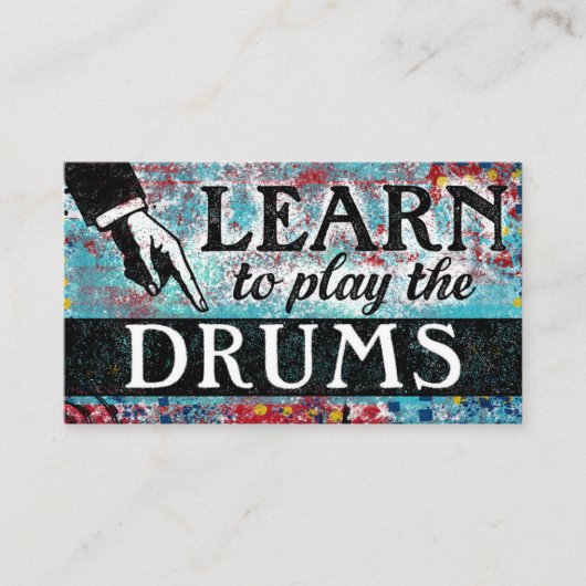 Drum Lessons Business Cards - Blue Red Visitenkarte (Vorderseite)