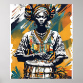 Drum mit ihren Vorfahren - Afrozentrische Frau mit Poster (Vorne)