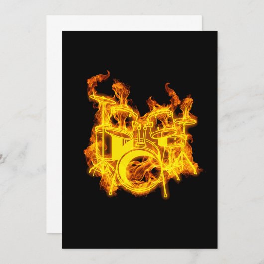 Drum on Fire Music Drum Kit Lover Geschenkidee Einladung (Vorne/Hinten)