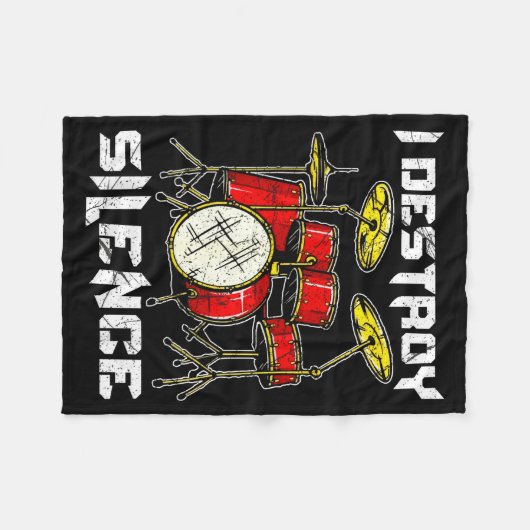 Drum Percussionist Drummers I Destroy Silence Drum Fleecedecke (Vorderseite (Horizontal))
