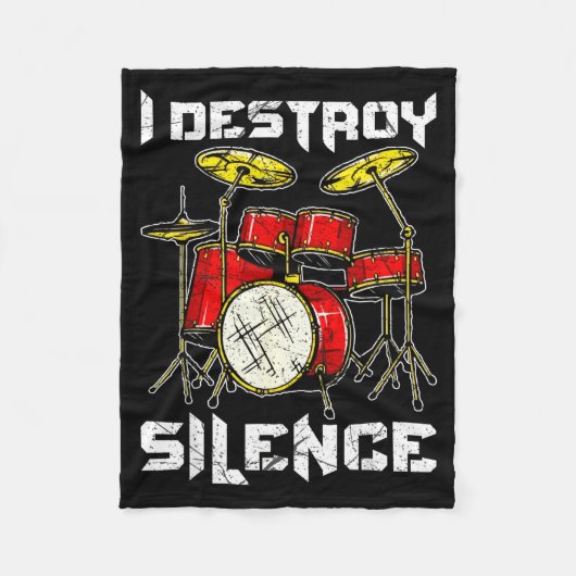 Drum Percussionist Drummers I Destroy Silence Drum Fleecedecke (Vorderseite)
