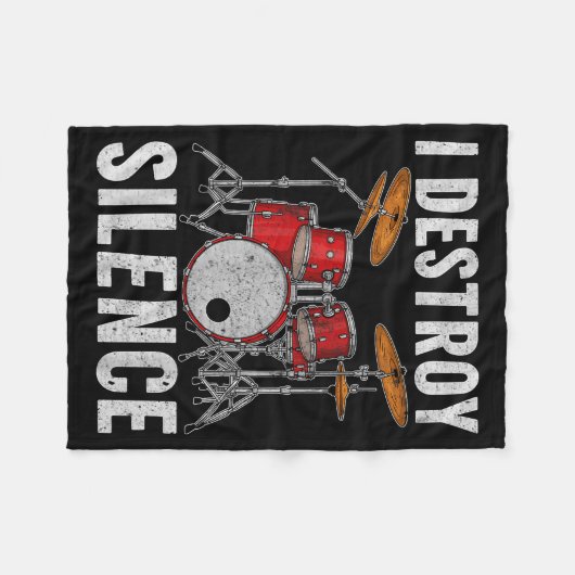 Drum Percussionist Drummers I Destroy Silence Drum Fleecedecke (Vorderseite (Horizontal))