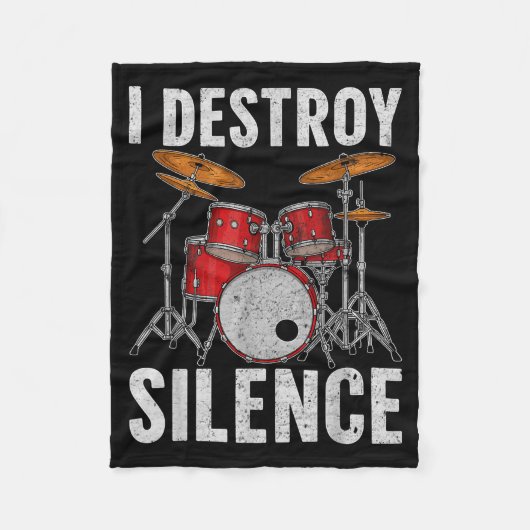 Drum Percussionist Drummers I Destroy Silence Drum Fleecedecke (Vorderseite)