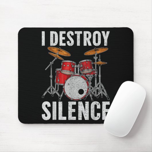 Drum Percussionist Drummers I Destroy Silence Drum Mousepad (Mit Mouse)