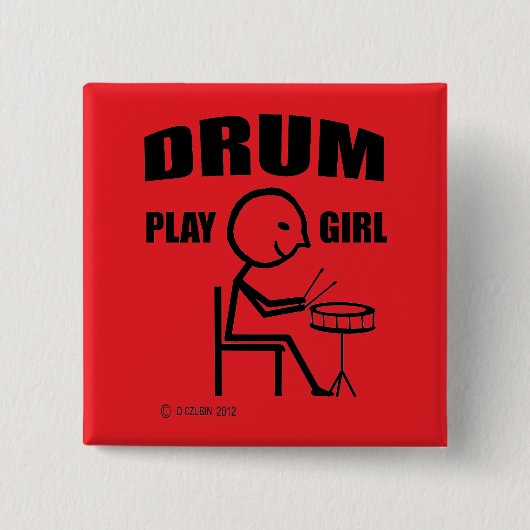 Drum Play Girl Button (Vorderseite)