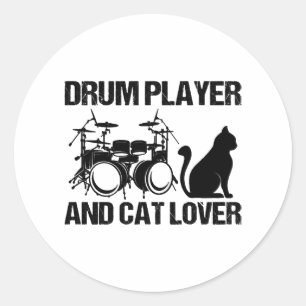 Drum Player und Cat Lover Drums Player Drummer und Runder Aufkleber