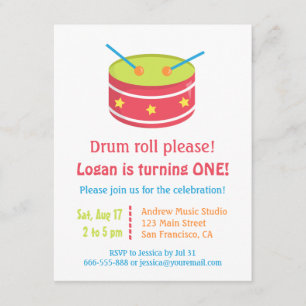 Drum Roll Boy Einladungen zum ersten Geburtstag